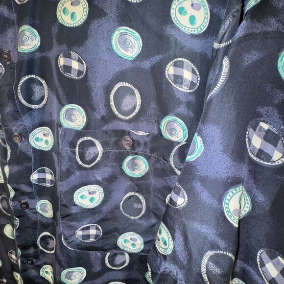 Lord & Taylor Mens Size L Kensington Collection 100% Silk Shirt Fun Pattern - Picture 8 of 8